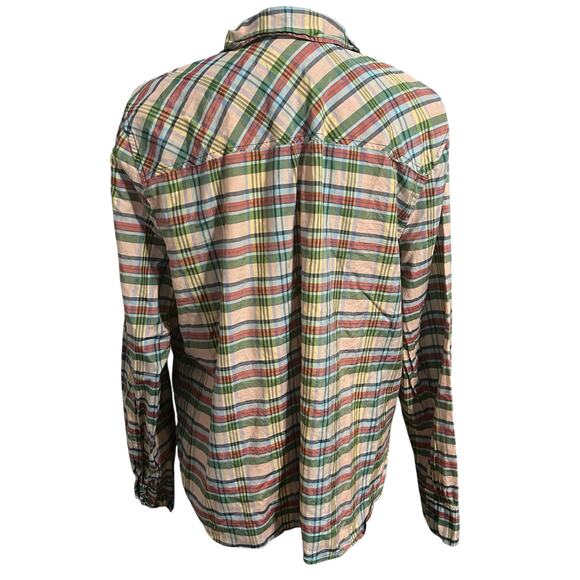 J. Crew Womens Plaid Cotton Silk Blend Classic Fit Tunic Top Blouse Sz XL Preppy - Picture 3 of 6